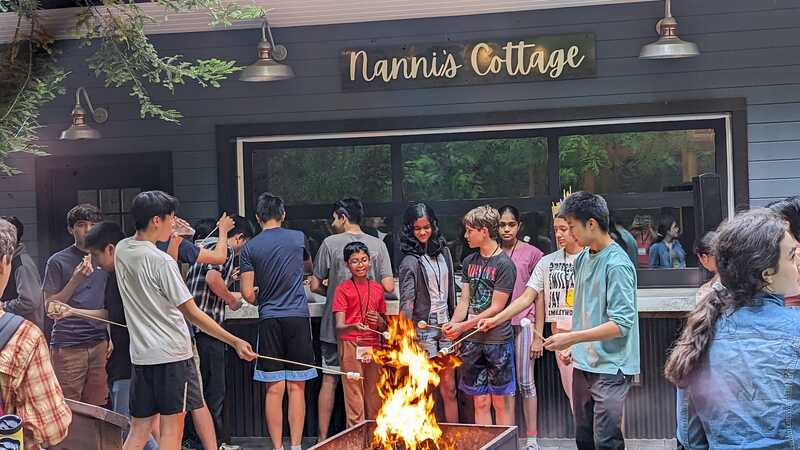 Saratoga students gathered at a music trip activity